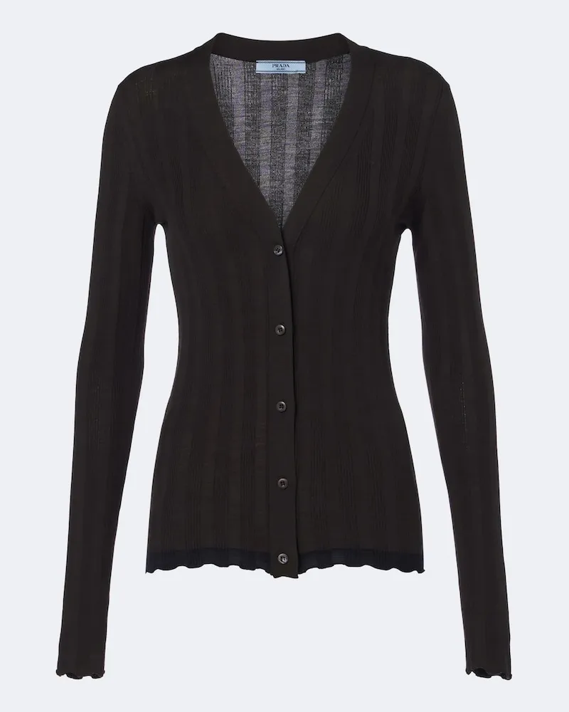 Prada Cardigan aus Wolle und Baumwolle Braun