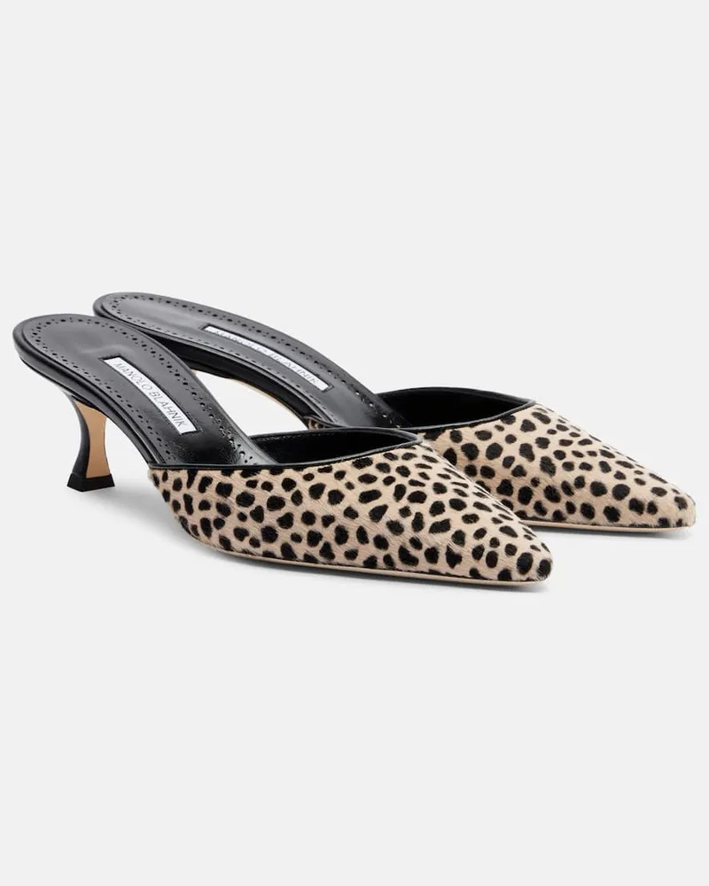 Manolo Blahnik Mules Carolyne 50 aus Kalbshaar Beige
