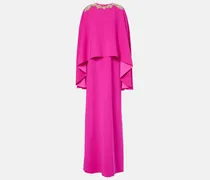 Verziertes Cape-Abendkleid Elin aus Crêpe