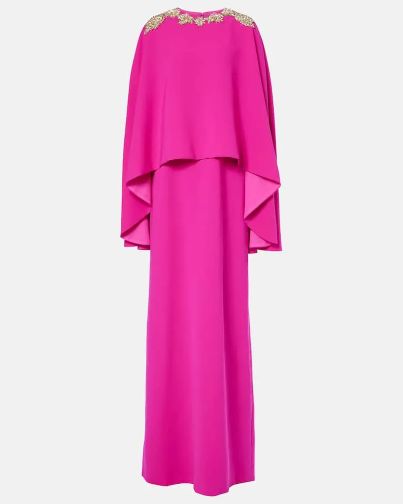 COSTARELLOS Verzierte Robe Elin aus Crêpe Rosa