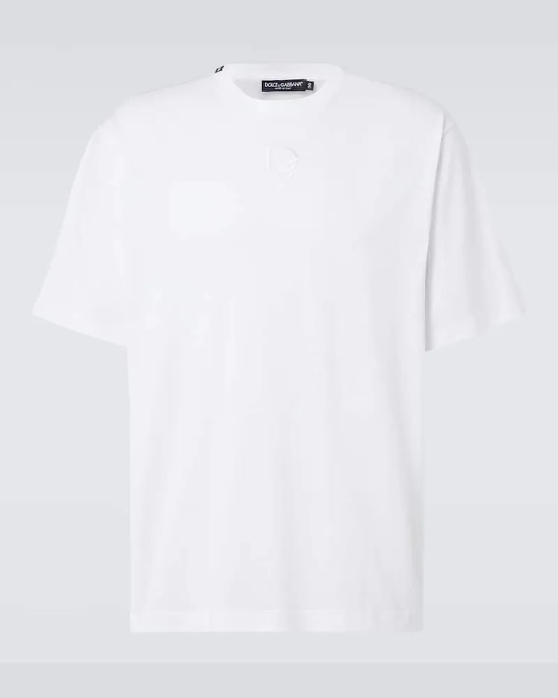 Dolce & Gabbana T-Shirt DG aus Baumwoll-Jersey Weiß