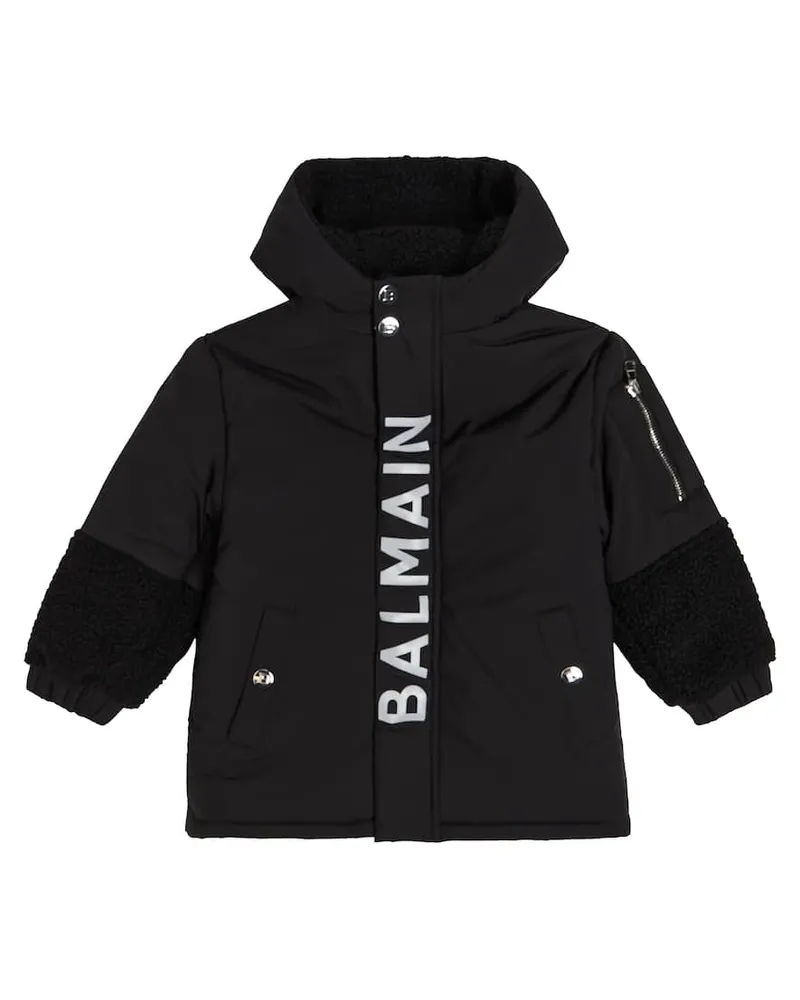 Balmain Jacke mit Faux Shearling Schwarz