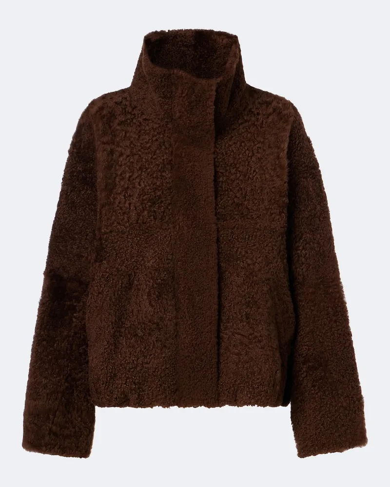 Brunello Cucinelli Lederjacke aus Shearling Braun