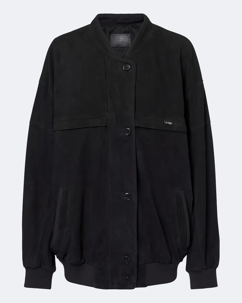 Prada Oversize Bomberjacke aus Veloursleder Grau