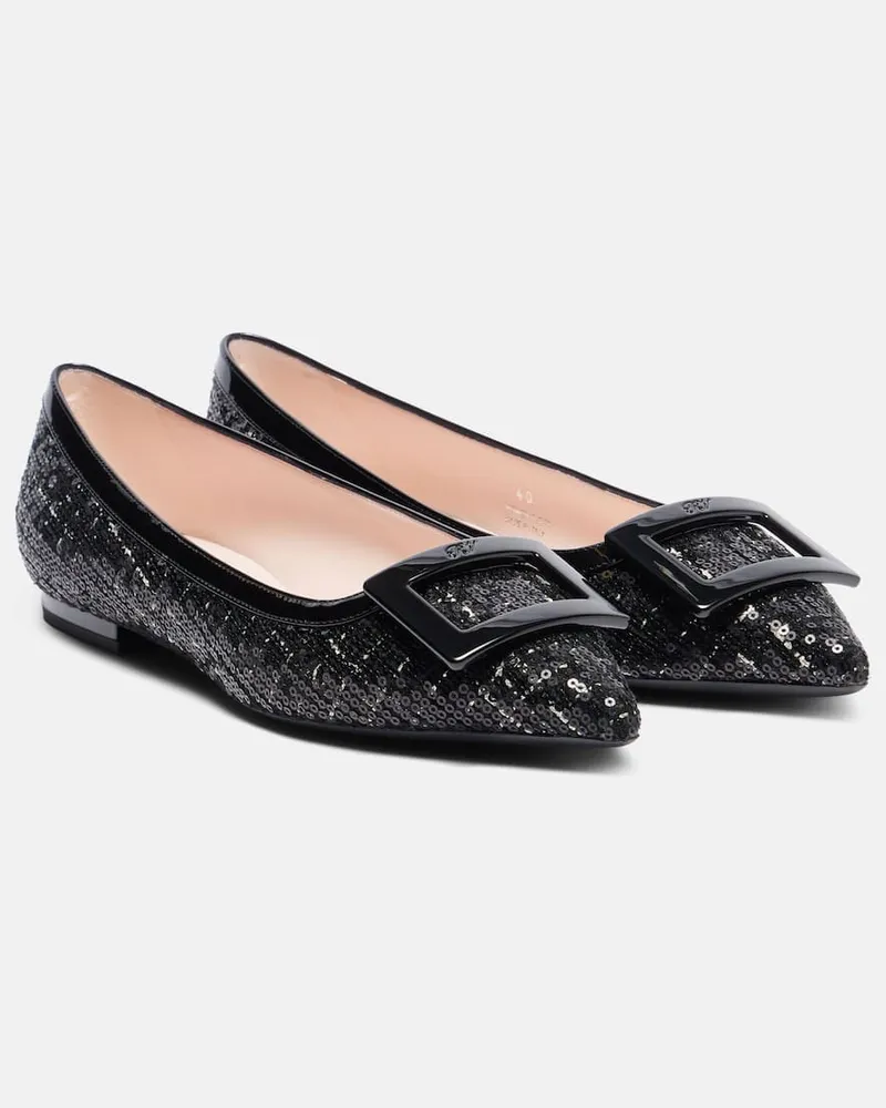 Roger Vivier Ballerinas Gommettine mit Pailletten Schwarz