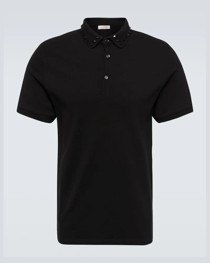 Valentino Garavani Polohemd Rockstud aus Baumwolle Schwarz