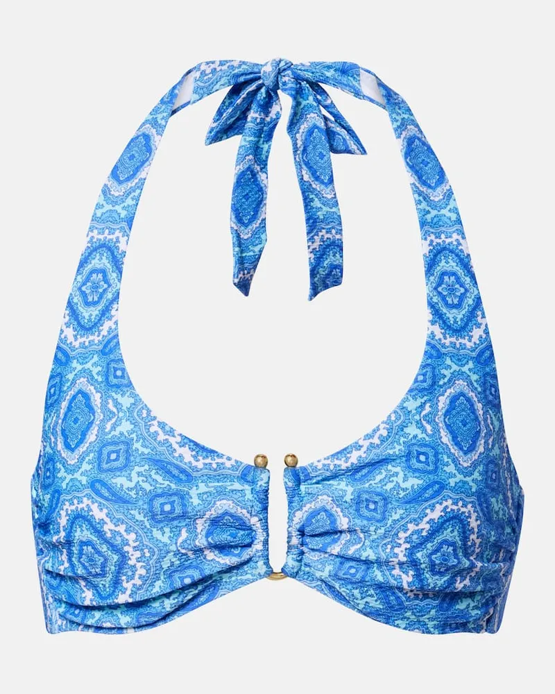 Heidi Klein Bedrucktes Bikini-Oberteil Mykonos Blau