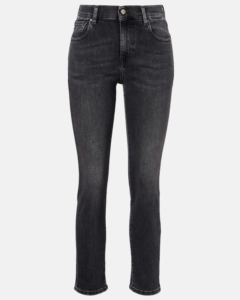 Adriano Goldschmied Cropped Mid-Rise Slim Jeans Grau