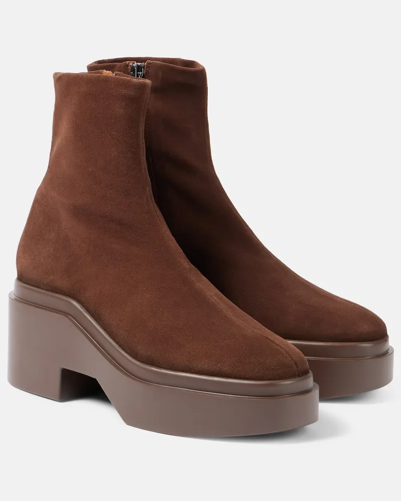 Robert Clergerie Ankle Boots Nelle aus Veloursleder Braun