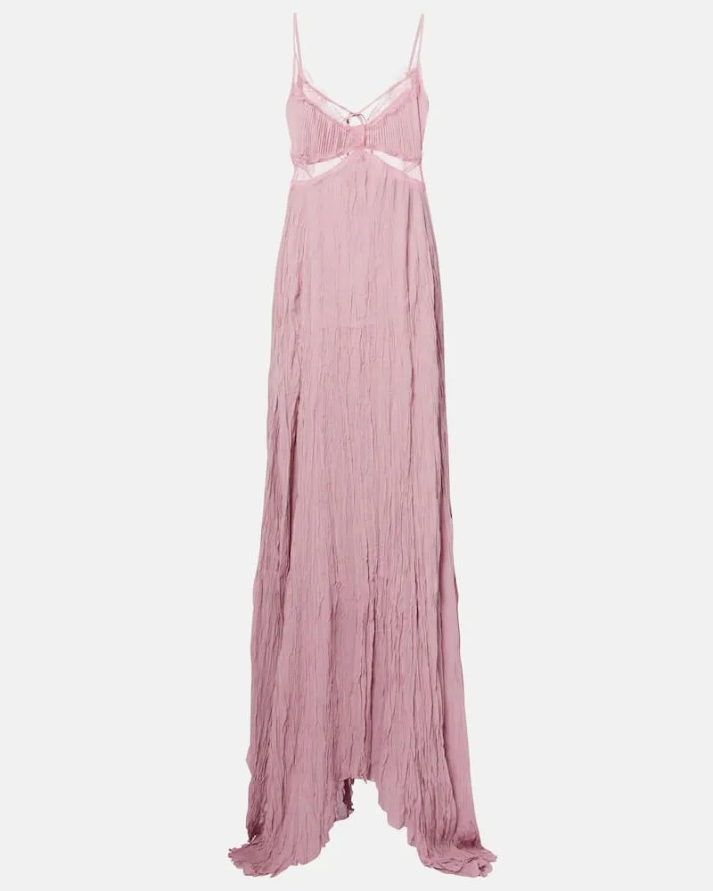 Blumarine Robe aus Georgette mit Spitze Rosa