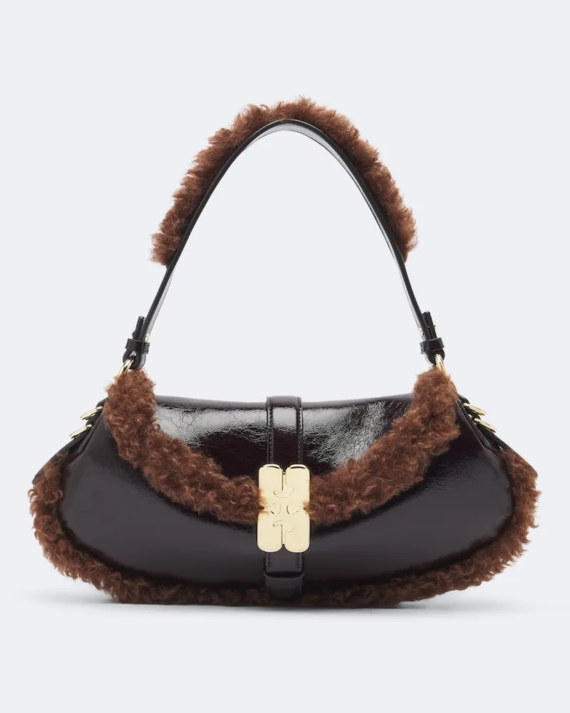 Ganni Schultertasche B-Kat Braun