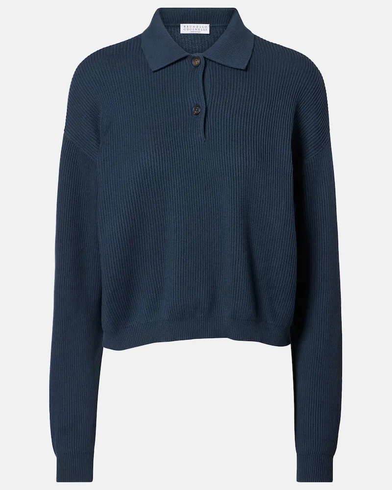Brunello Cucinelli Polopullover aus Baumwolle Blau