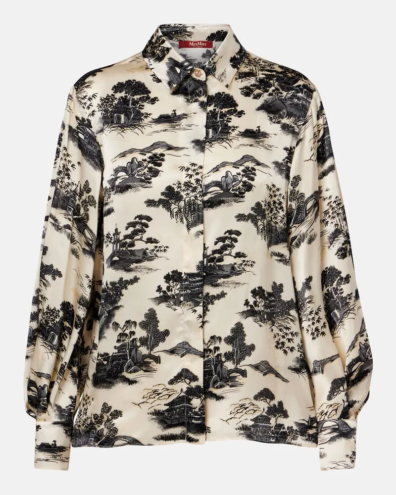 Max Mara Hemd Vetro aus Seidensatin Weiß