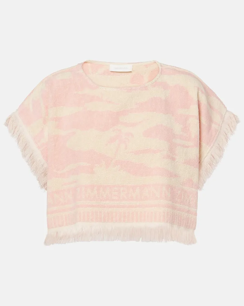 Zimmermann Cropped-Top Maxine aus Baumwollfrottee Pink