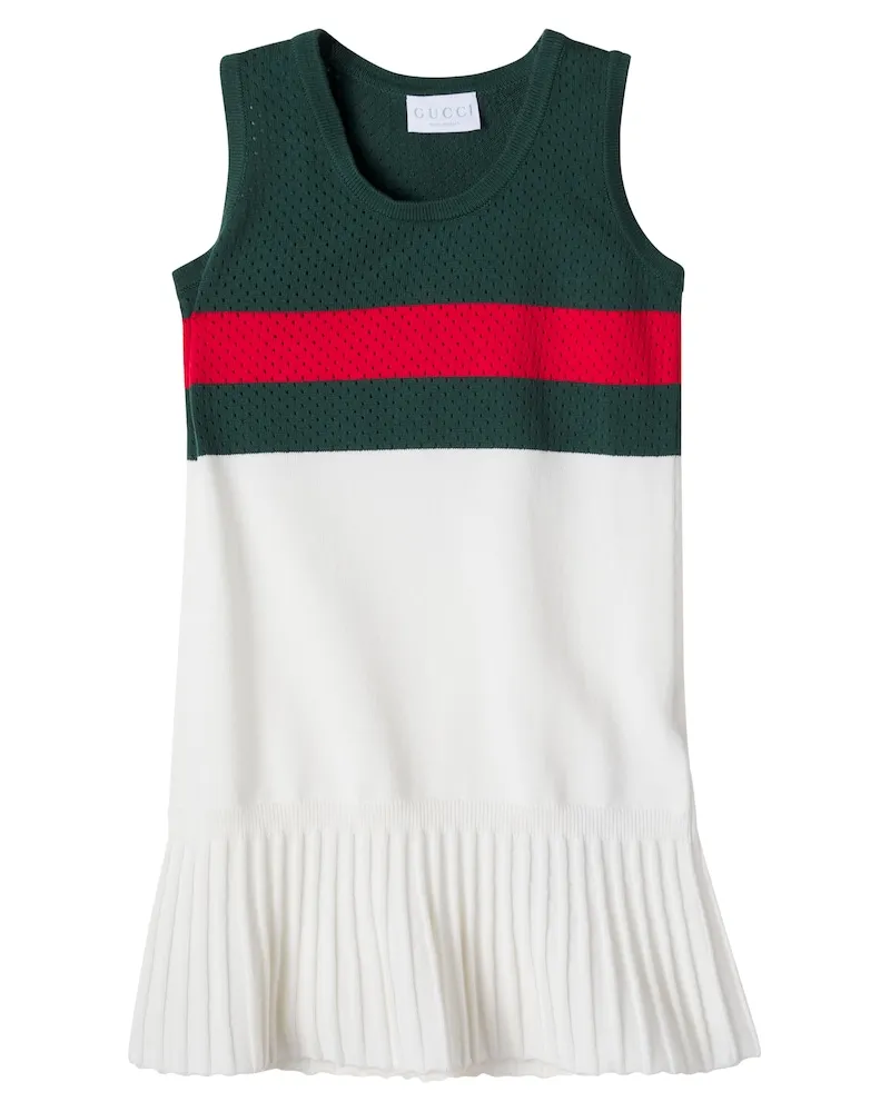 Gucci Kleid Web Stripe aus Pointelle-Strick Grün