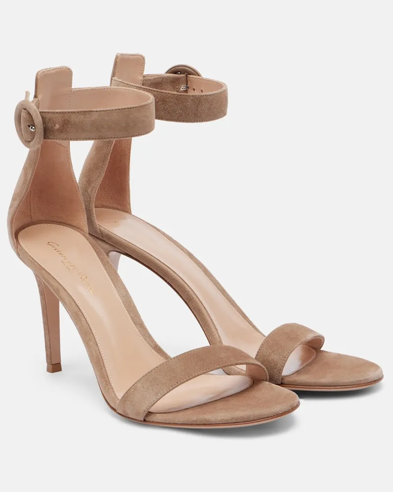 Gianvito Rossi Sandalen Portofino 85 aus Veloursleder Braun