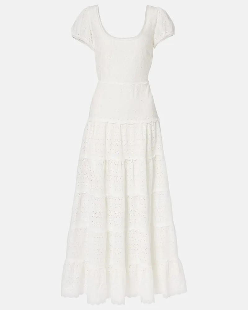RIXO Midikleid Remi aus Baumwolle Weiß