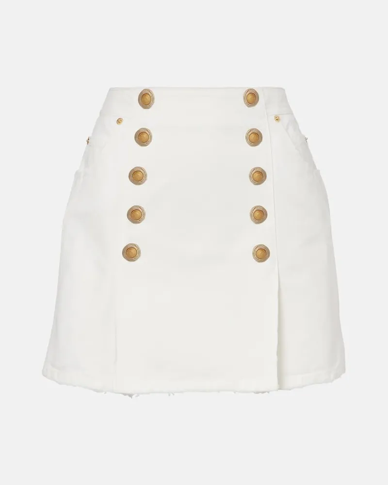 Balmain Minirock aus Baumwoll-Canvas Weiß