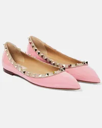 Valentino Garavani Ballerinas Rockstud aus Lackleder Beige