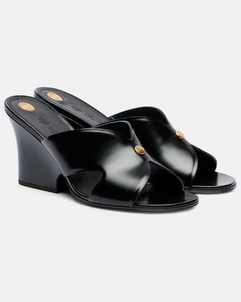 Loro Piana Wedge-Pantoletten Vera 80 aus Leder Schwarz