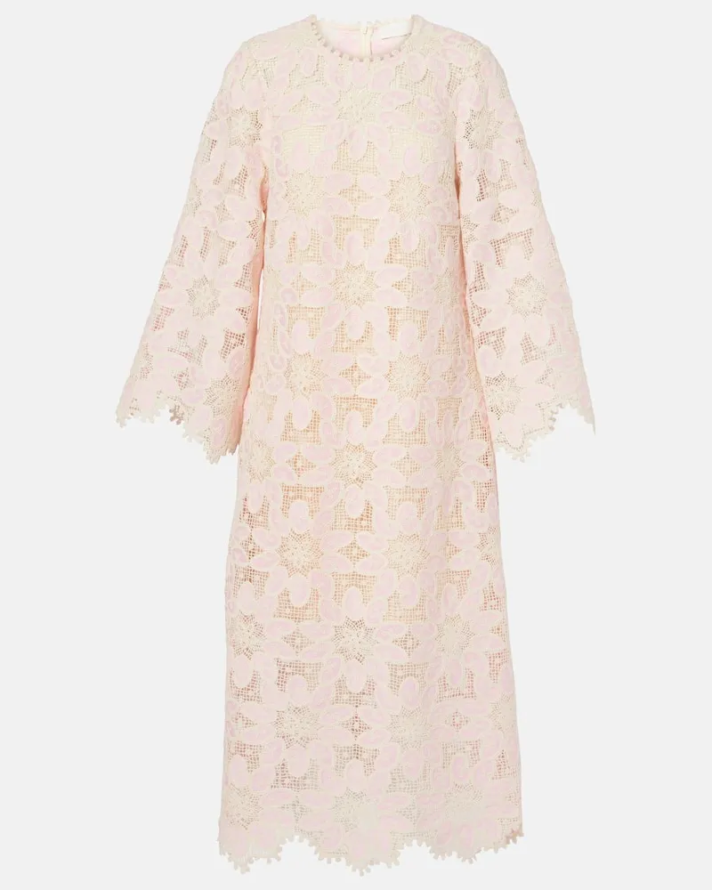 Zimmermann Midikleid Ottie aus Spitze Rosa