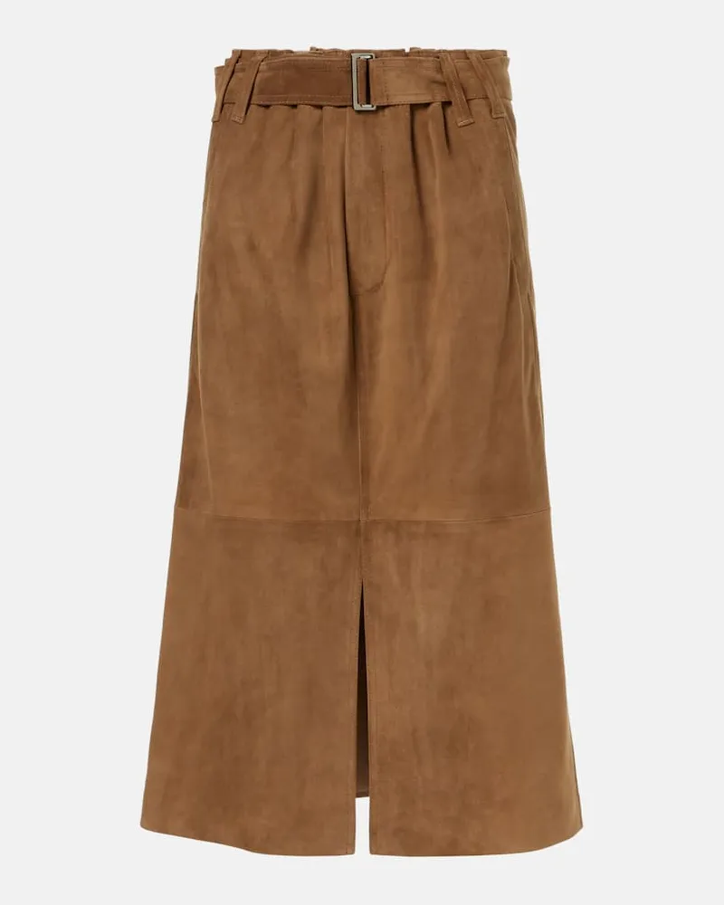 Brunello Cucinelli Midirock Monili aus Veloursleder Braun