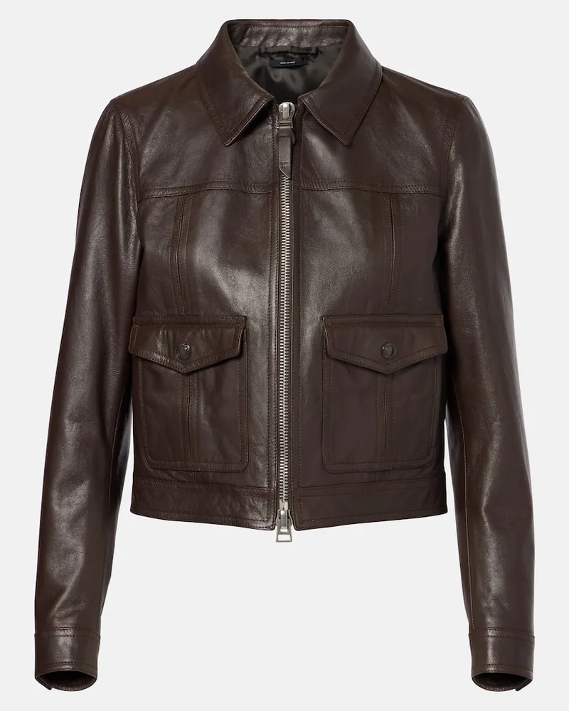 Tom Ford Bikerjacke aus Leder Braun
