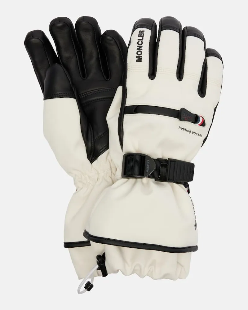 Moncler Skihandschuhe mit Leder Weiß