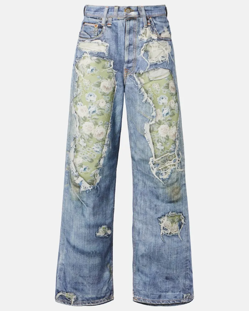Acne Studios Bedruckte Wide-Leg Jeans Blau