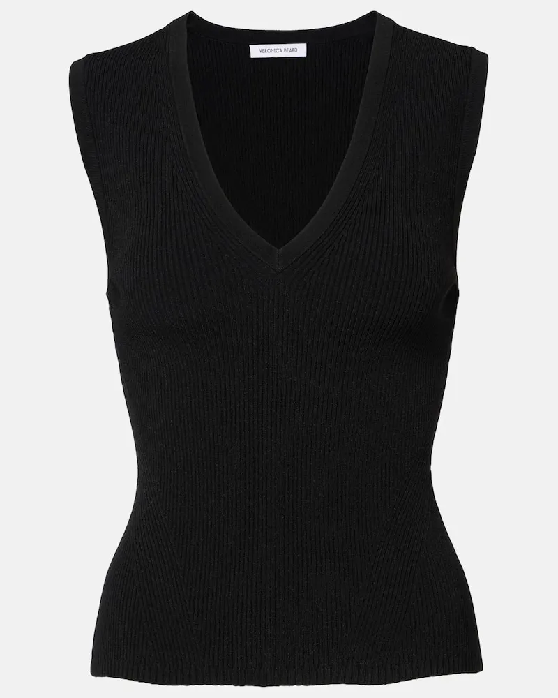 Veronica Beard Top Sid aus Rippstrick Schwarz