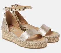 Espadrille-Sandalen Rockstud aus Metallic-Leder
