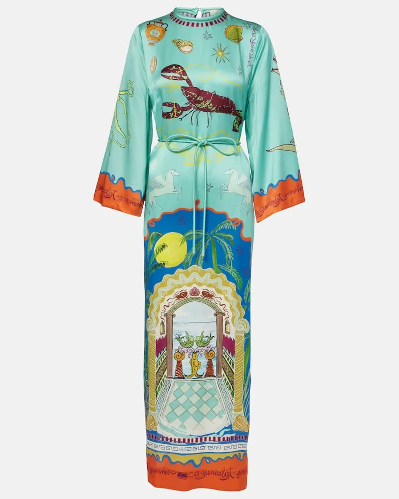 ALEMAIS Alémais Midikleid Surrealist aus Seide Multicolor