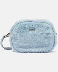 Max Mara Schultertasche Small aus Teddyfleece Blau