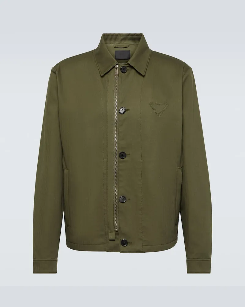 Prada Jacke aus Baumwoll-Gabardine Grã¼n