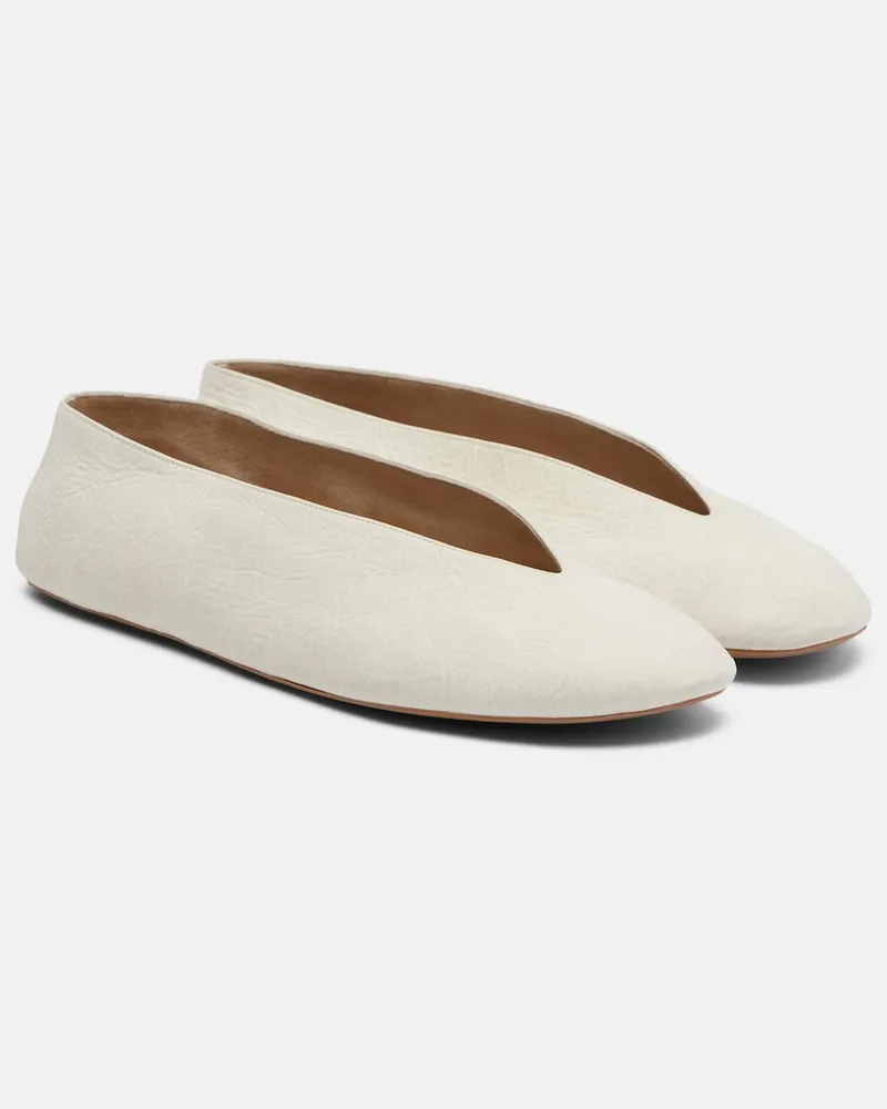 The Row Ballerinas Fay aus Leder Weiß