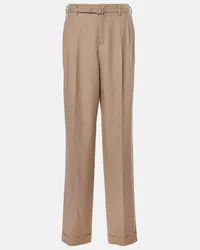 Ralph Lauren Gerade High-Rise-Hose Stamford aus Wolle Beige