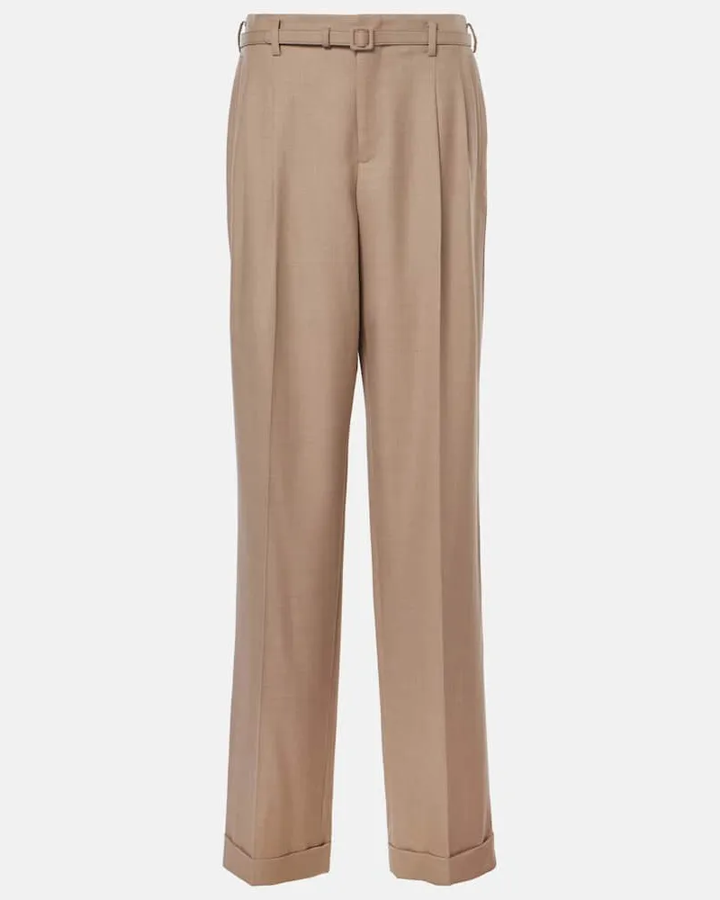 Ralph Lauren Gerade High-Rise-Hose Stamford aus Wolle Beige