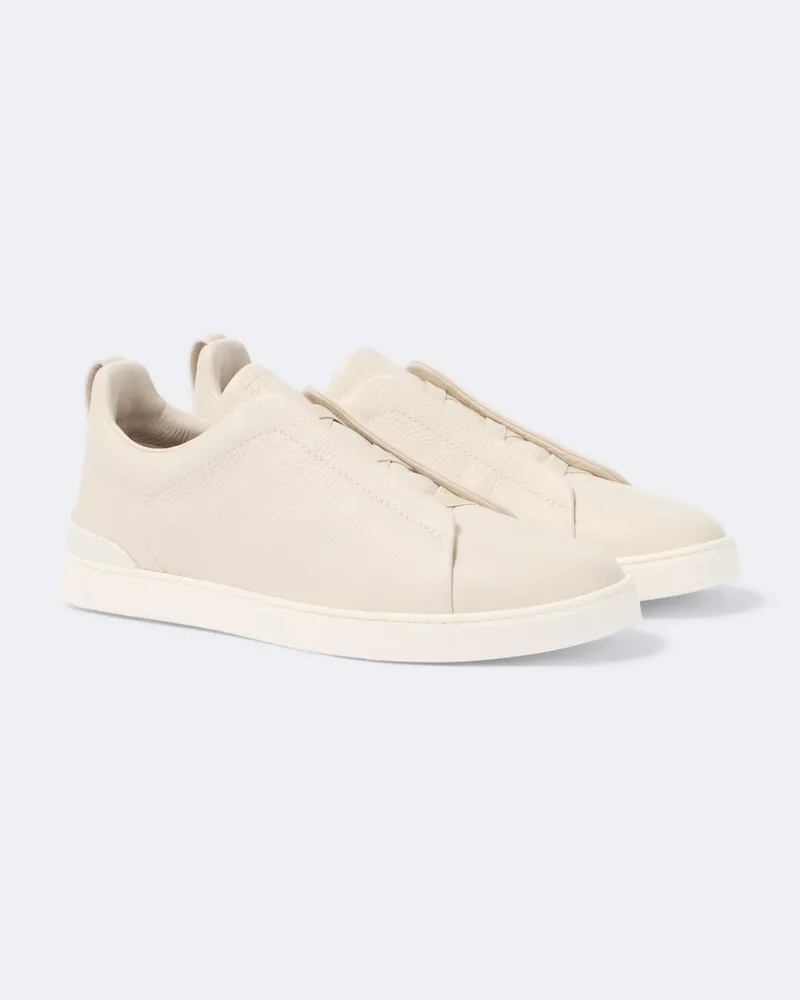 Ermenegildo Zegna Sneakers Triple Stitch aus Leder Weiß