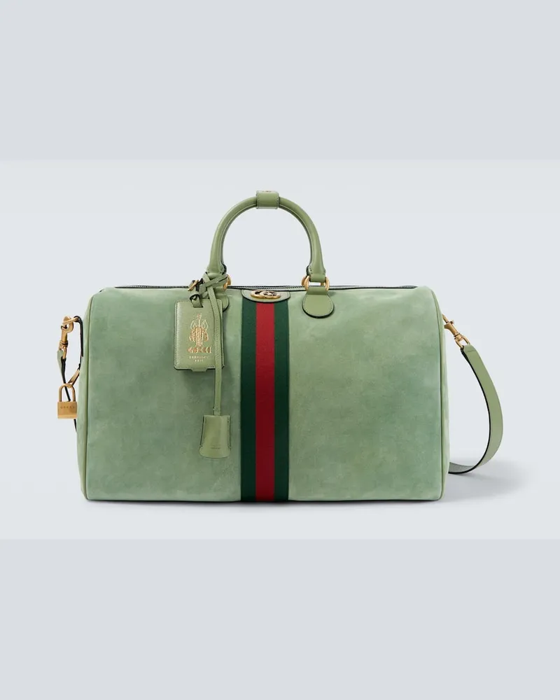 Gucci Weekender Gucci Savoy Medium aus Veloursleder Grün