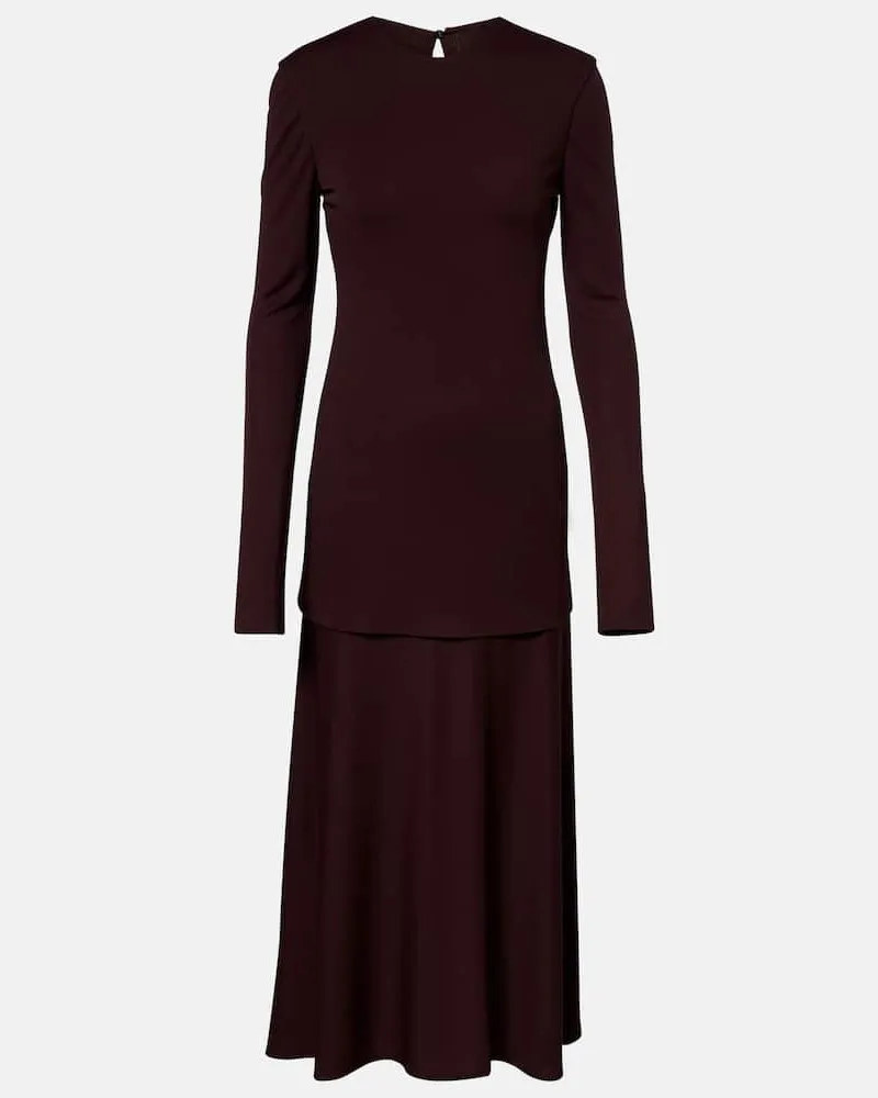 Jil Sander Maxikleid aus Jersey Burgunderrot