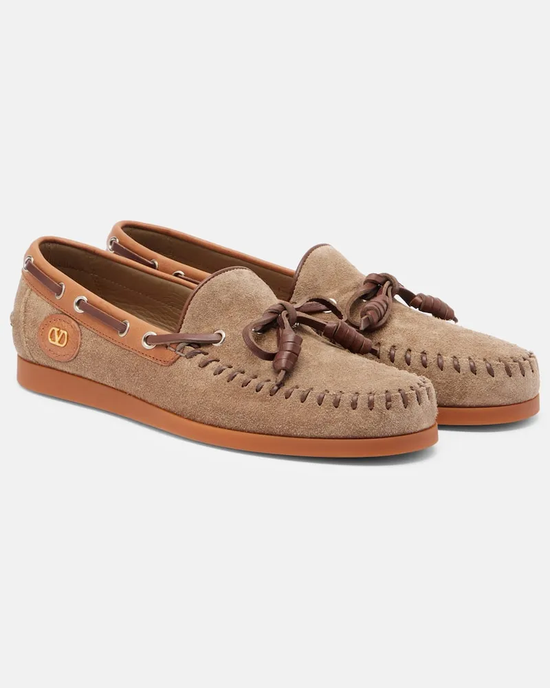 Valentino Garavani Segelschuhe Palm Avenue aus Veloursleder Braun