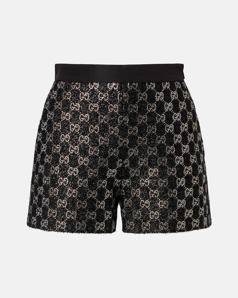 Gucci High-Rise Shorts GG mit Kristallen Schwarz