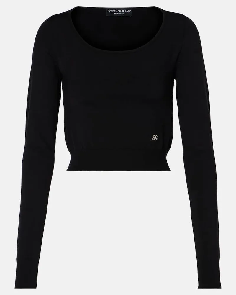 Dolce & Gabbana Pullover DG aus Jersey Schwarz