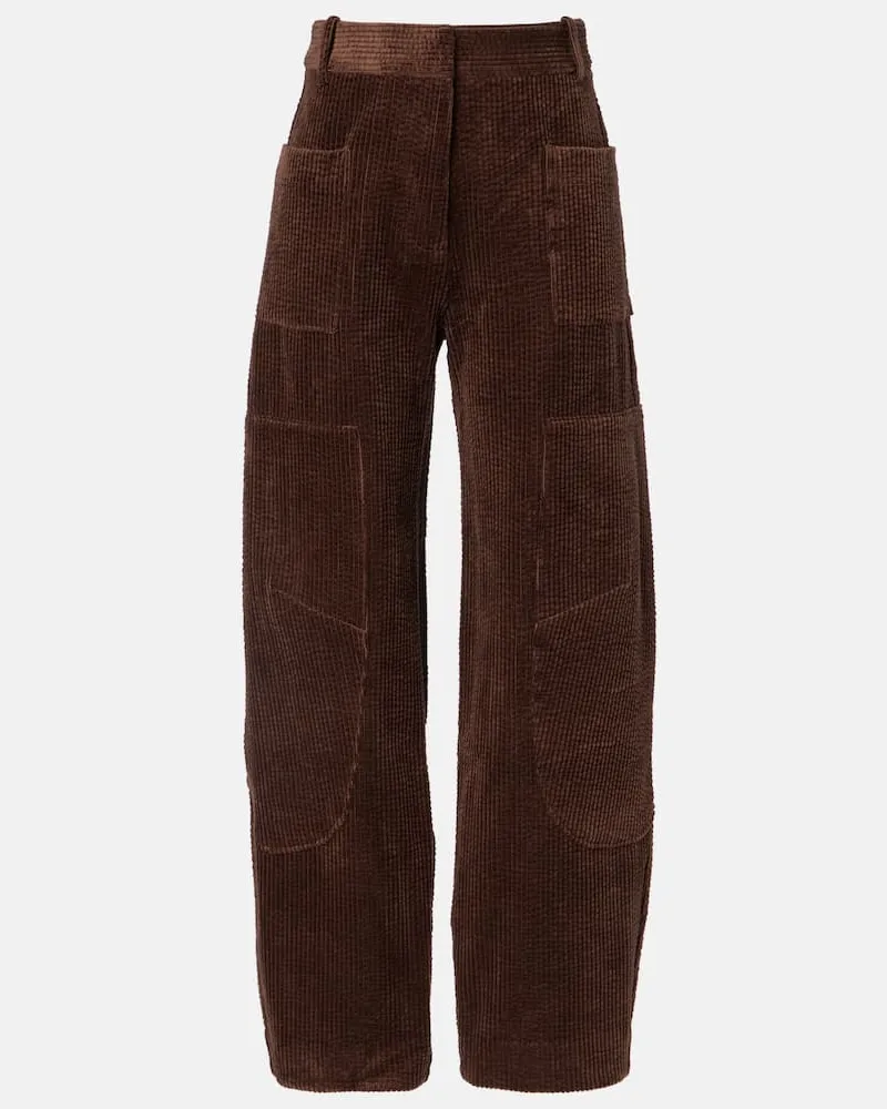 Ganni Cargohose aus Baumwoll-Cord Braun