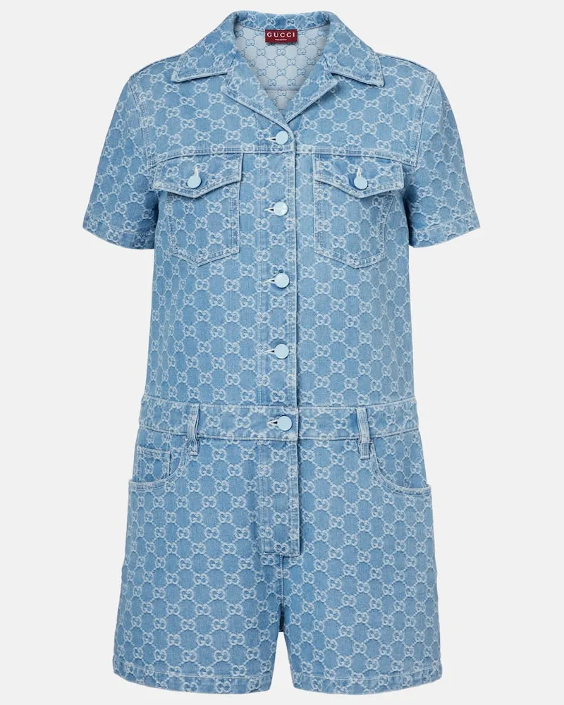 Gucci Playsuit GG aus Denim Blau
