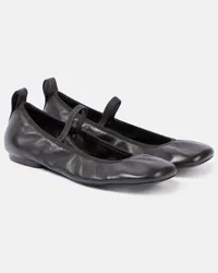 Christophe Lemaire Mary-Jane-Ballerinas Square Flat aus Leder Schwarz