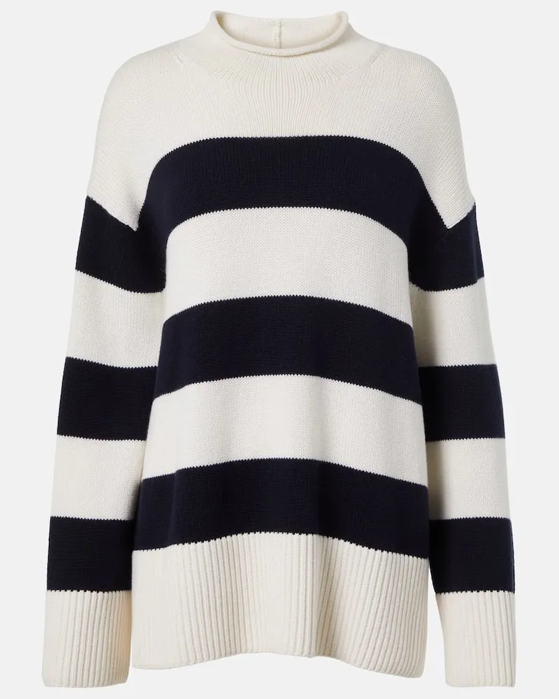 Vince Pullover aus Wolle und Baumwolle Weiß