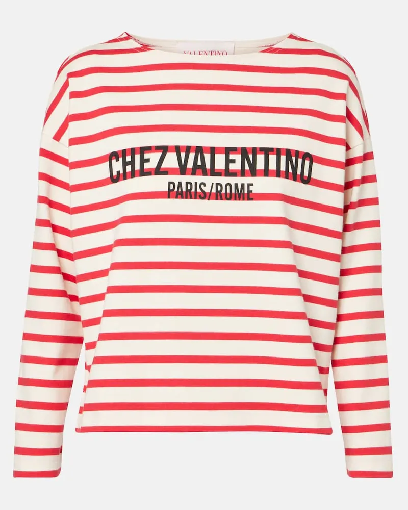 Valentino Garavani Longsleeve Chez Valentino aus Baumwoll-Jersey Rot