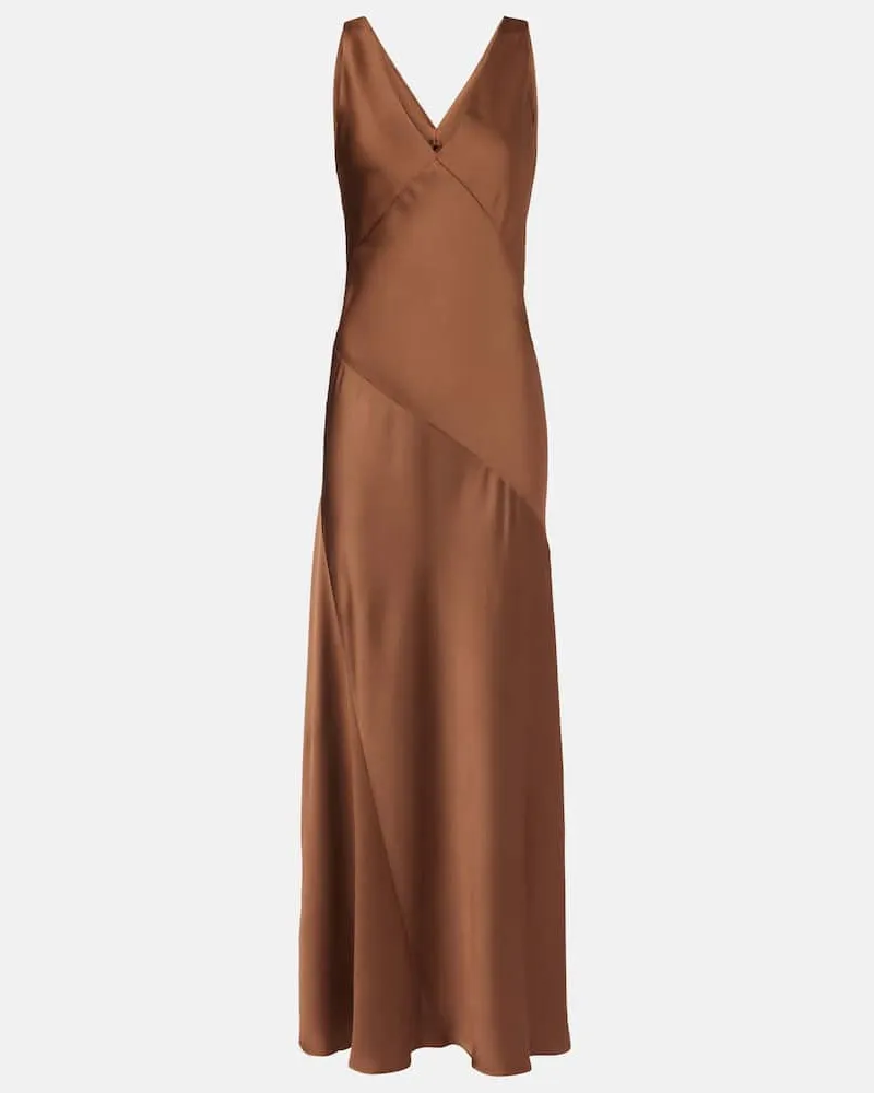 Max Mara Maxikleid Pilly aus Satin Braun