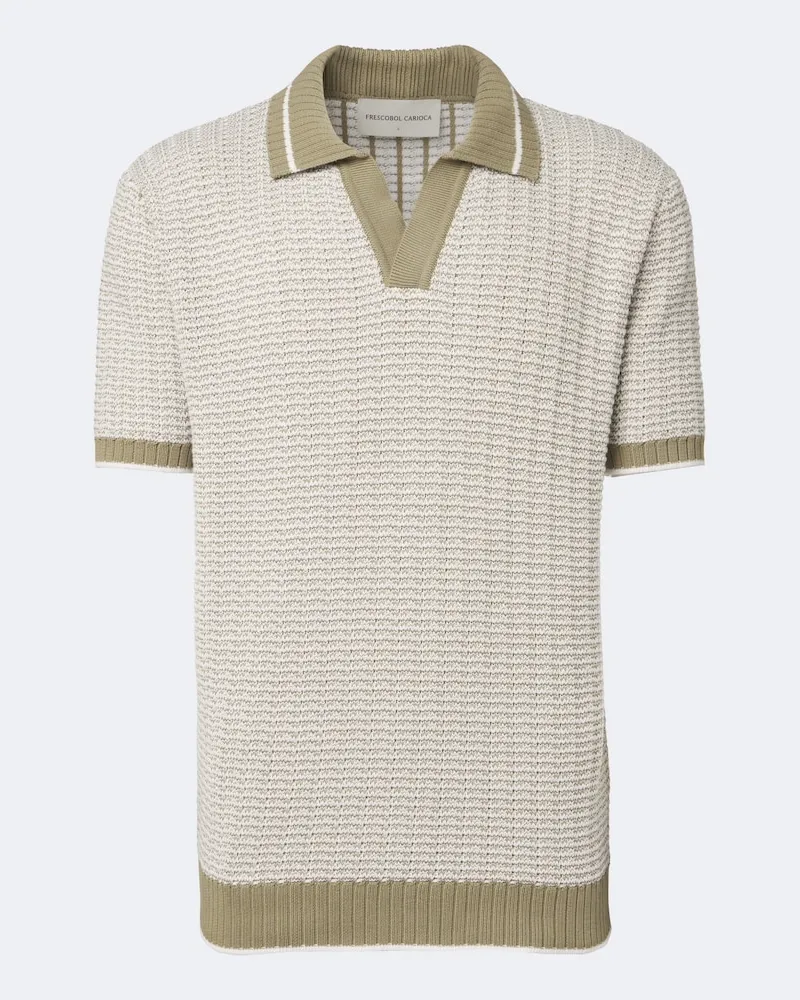Frescobol Carioca Poloshirtr Rino aus Häkelstrick Grün